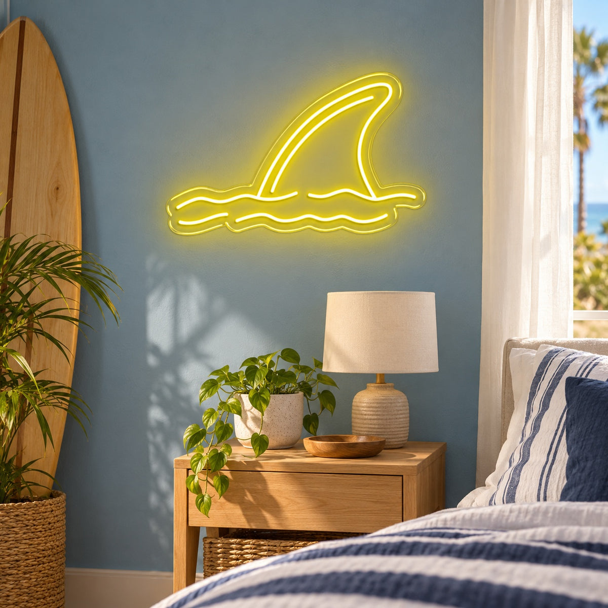 Shark Fin Waves LED Neon Sign - lifestyle view