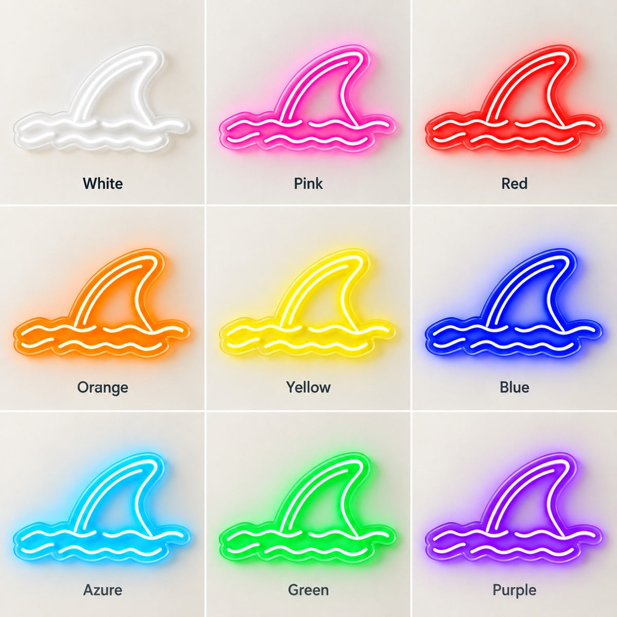 Shark Fin Waves LED Neon Sign - nine-color grid