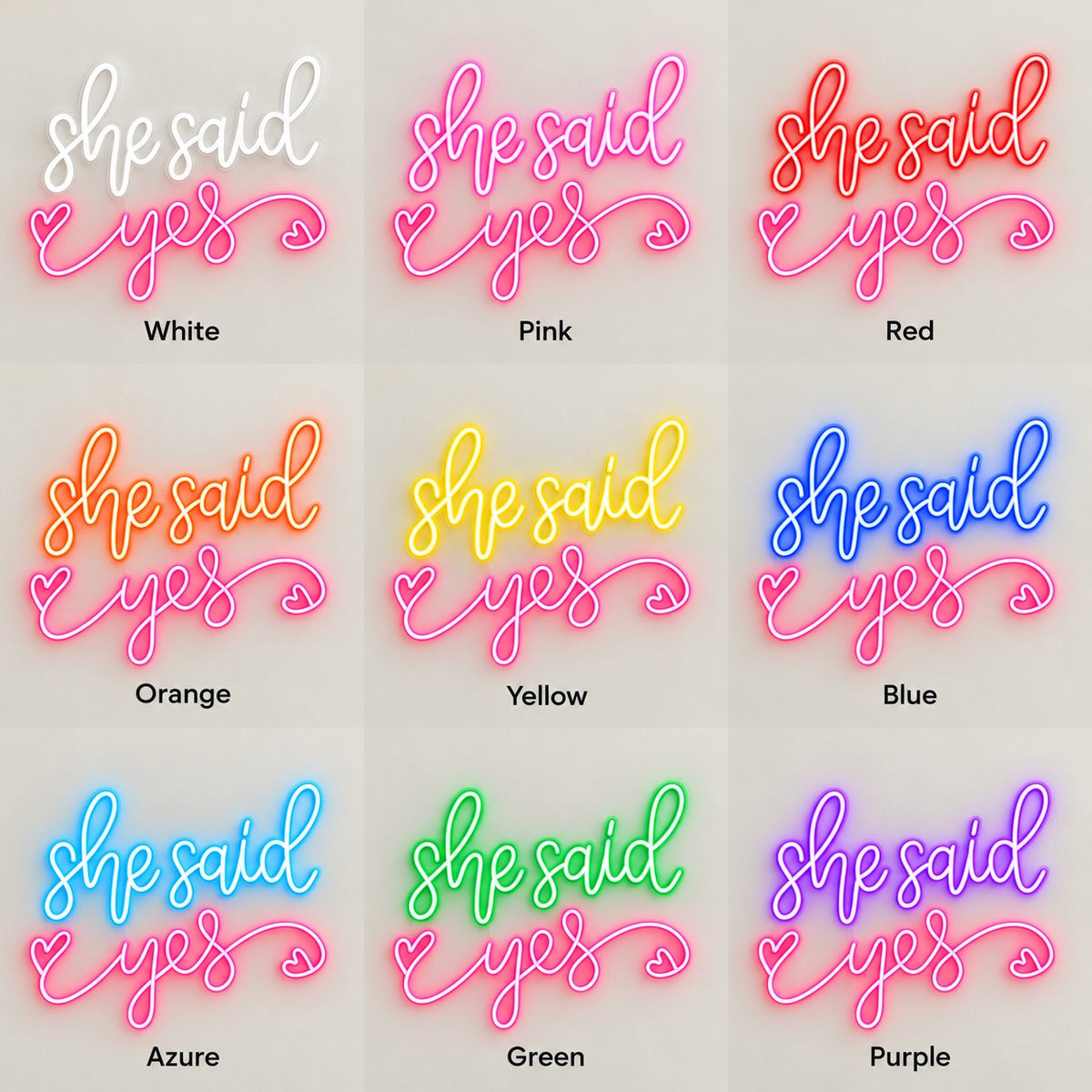 She Said Yes LED Neon Sign - nine-color grid