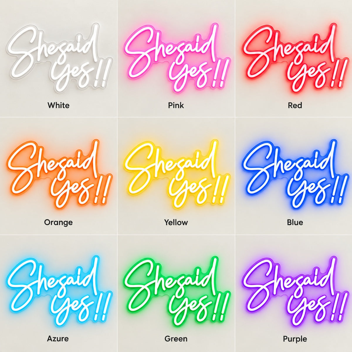 She Said Yes LED Neon Sign - nine-color grid