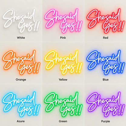 She Said Yes LED Neon Sign - nine-color grid