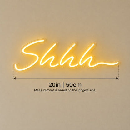 Shhh LED Neon Sign - size guide