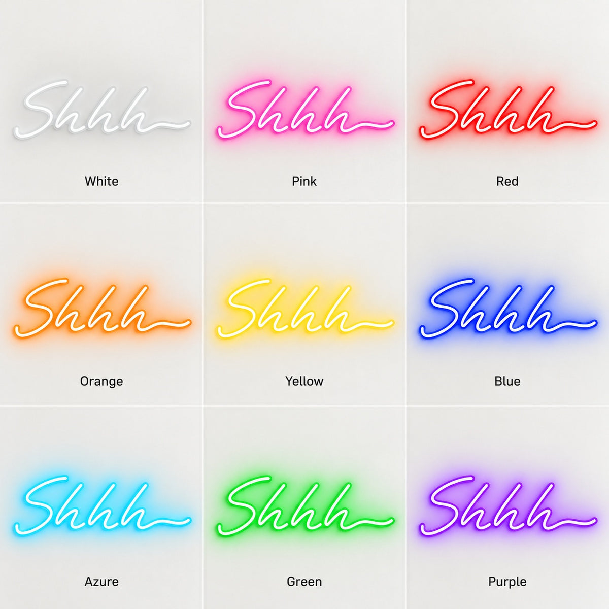 Shhh LED Neon Sign - nine-color grid