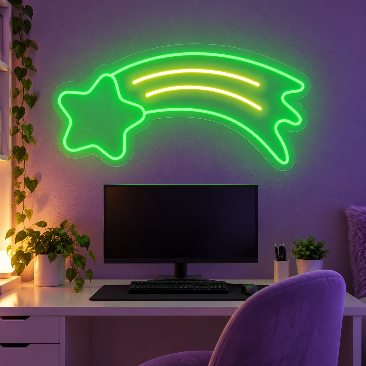 Shooting Star LED Neon Sign - advertising view