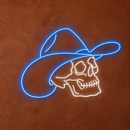 Side Profile Cowboy Skull with Hat LED Neon Sign - product hero