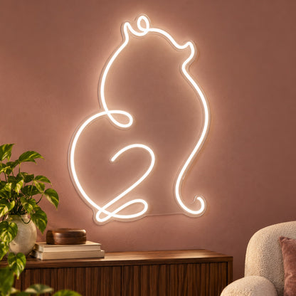 Sitting Cat Outline LED Neon Sign - advertising view