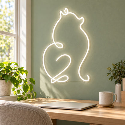 Sitting Cat Outline LED Neon Sign - lifestyle view