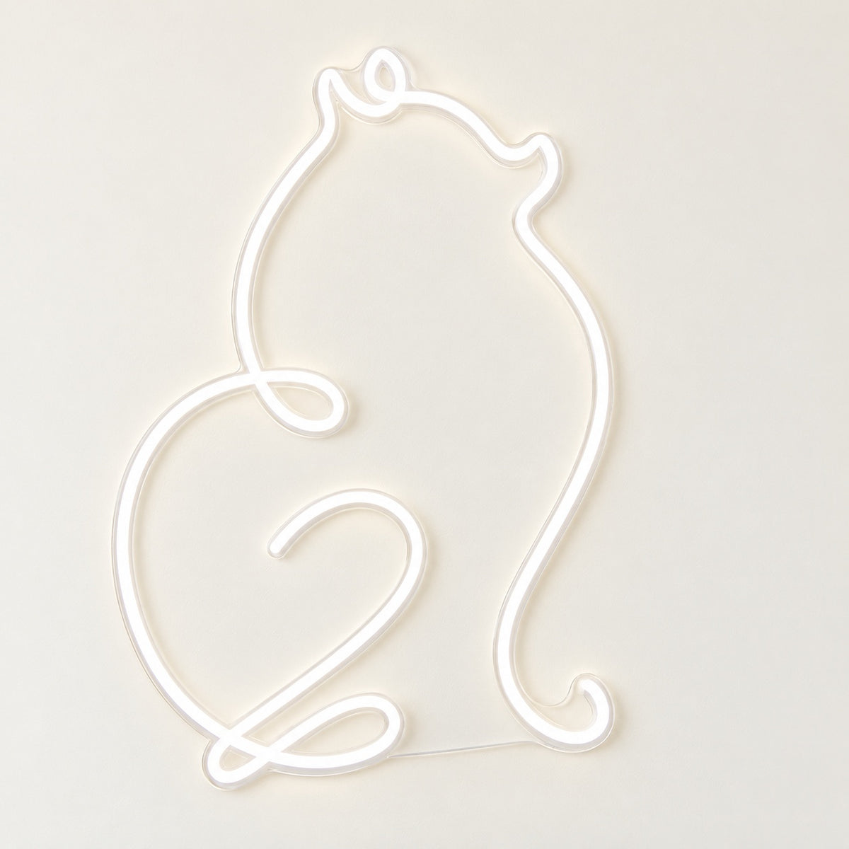Sitting Cat Outline LED Neon Sign - natural light view