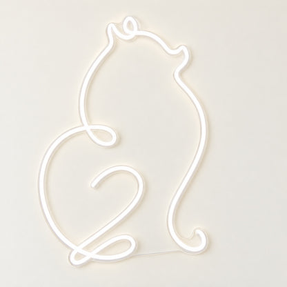 Sitting Cat Outline LED Neon Sign - natural light view