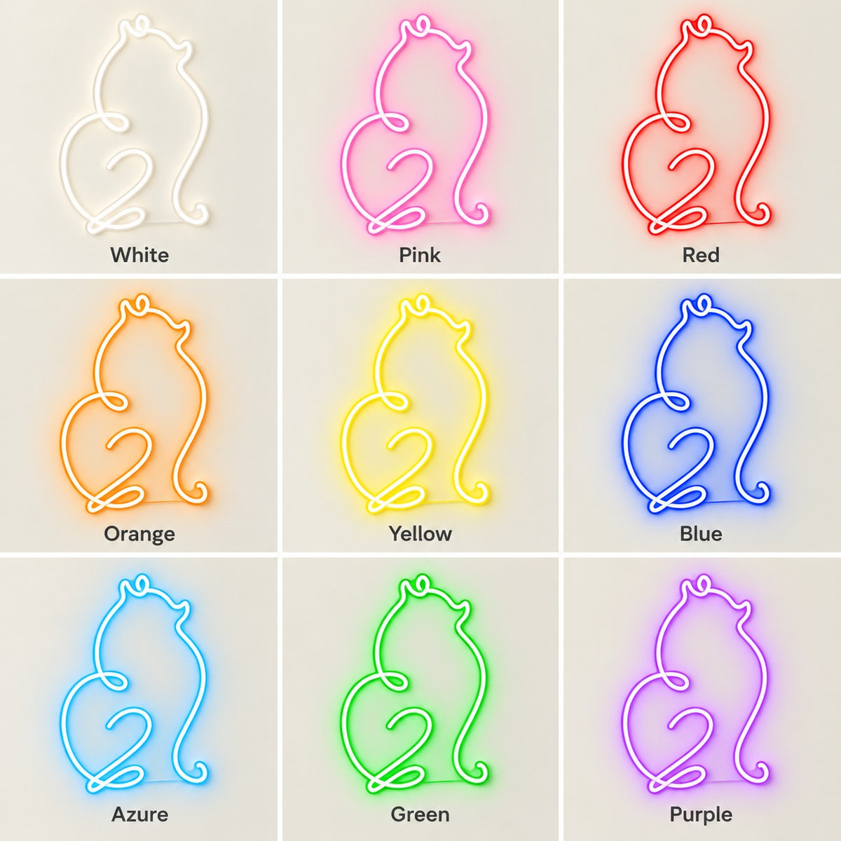 Sitting Cat Outline LED Neon Sign - nine-color grid