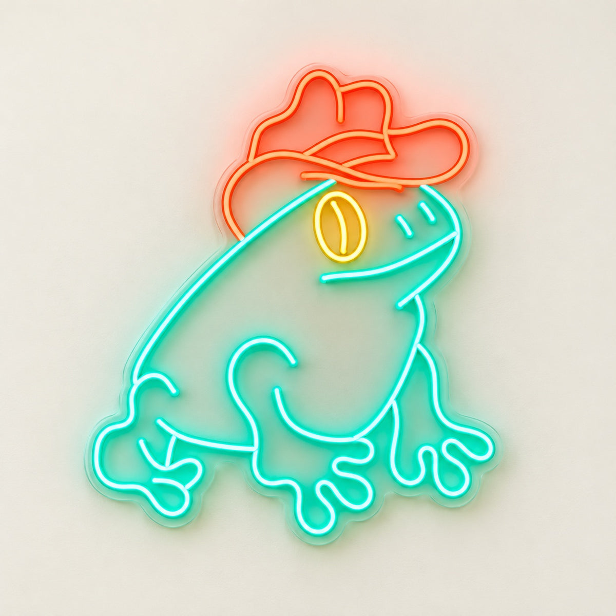 Sitting Frog with Cowboy Hat LED Neon Sign - natural light view