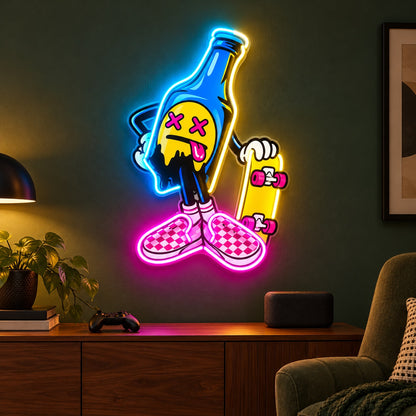 Skateboarding Bottle LED Neon Sign - advertising view