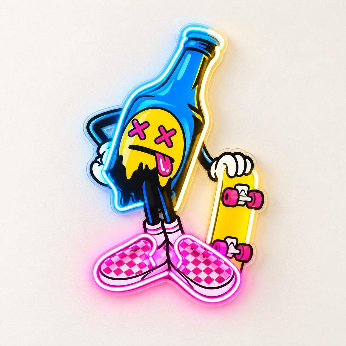 Skateboarding Bottle LED Neon Sign - natural light view