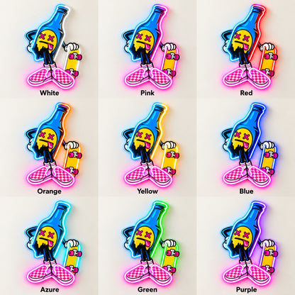 Skateboarding Bottle LED Neon Sign - nine-color grid
