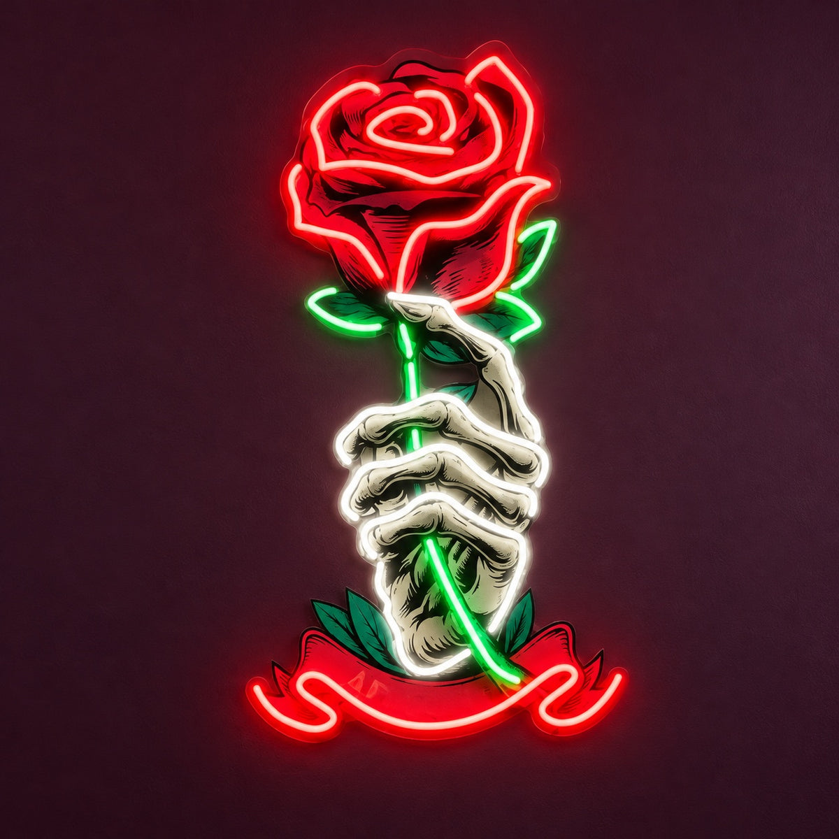 Skeleton Hand Rose LED Neon Sign - product hero