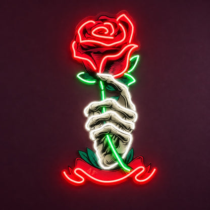 Skeleton Hand Rose LED Neon Sign - product hero