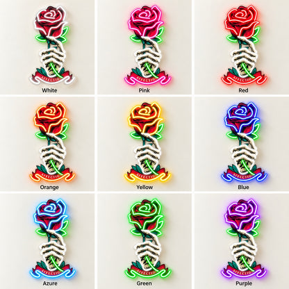 Skeleton Hand Rose LED Neon Sign - nine-color grid
