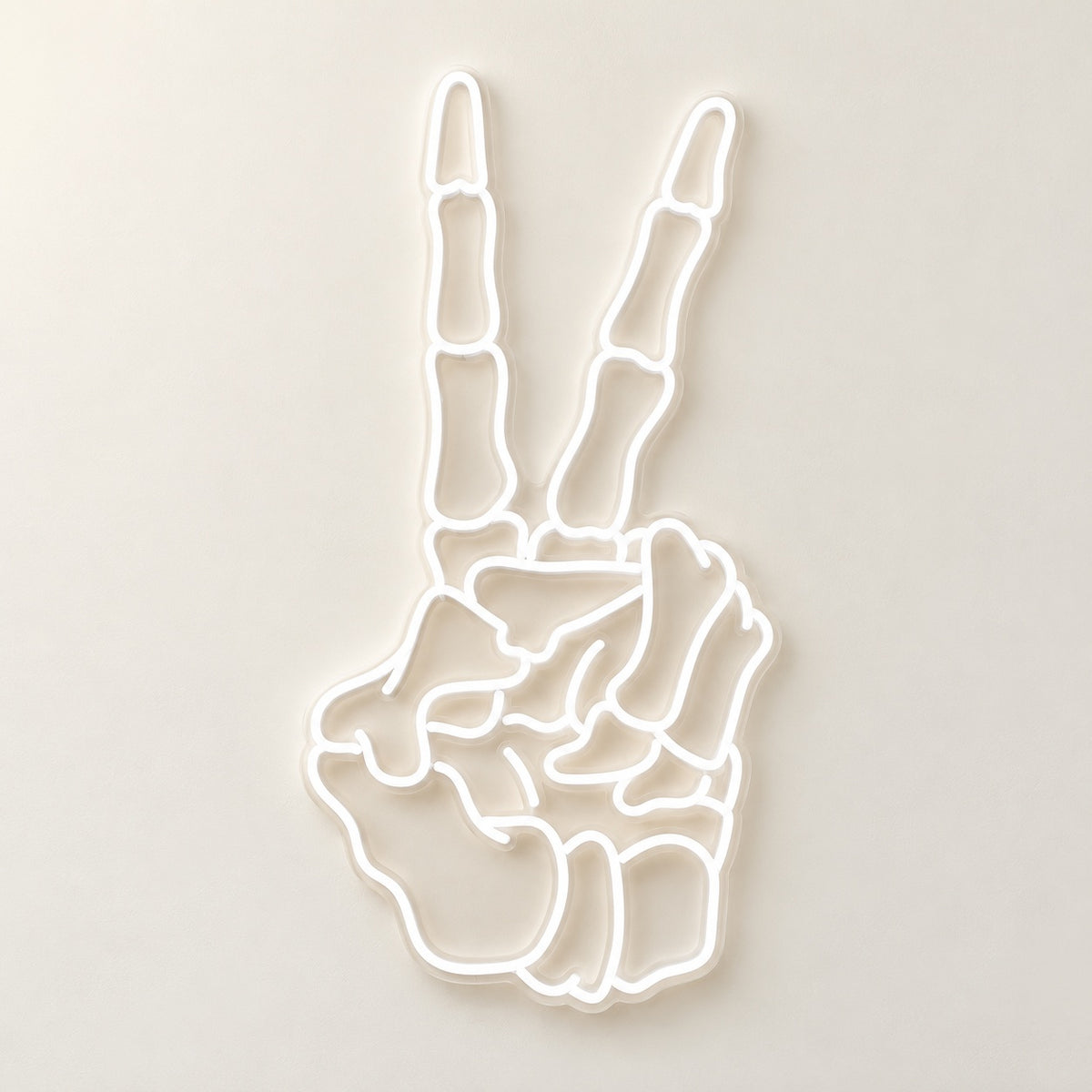 Skeleton Peace Hand LED Neon Sign - natural light view