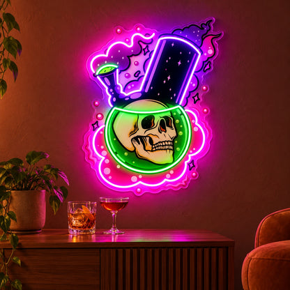 Skull Potion Bong LED Neon Sign - advertising view