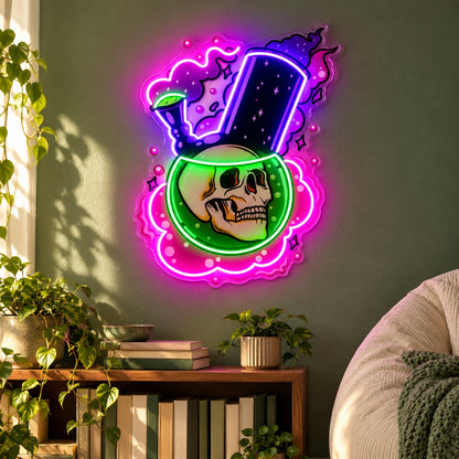 Skull Potion Bong LED Neon Sign - lifestyle view