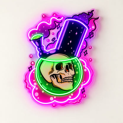 Skull Potion Bong LED Neon Sign - natural light view