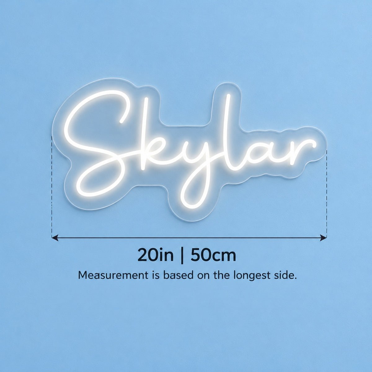 Skylar LED Neon Sign - size guide