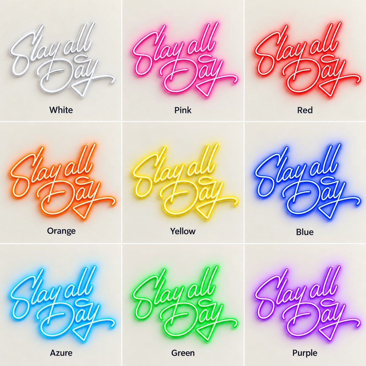 Slay All Day LED Neon Sign - nine-color grid