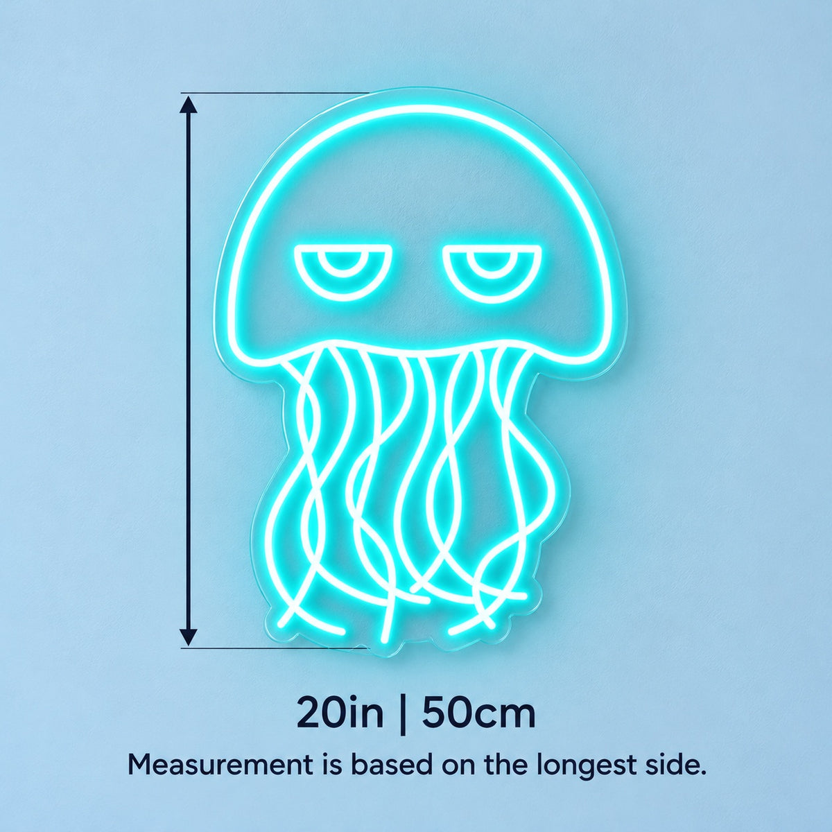 Sleepy Jellyfish LED Neon Sign - size guide