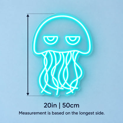 Sleepy Jellyfish LED Neon Sign - size guide
