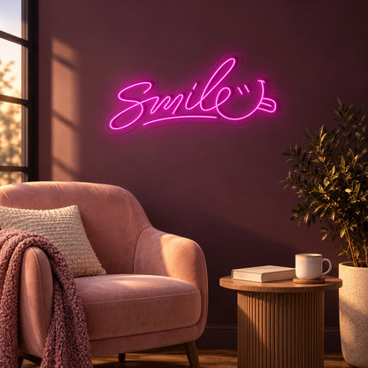 Smile Smiley Face LED Neon Sign - advertising view
