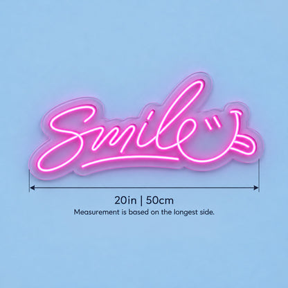 Smile Smiley Face LED Neon Sign - size guide