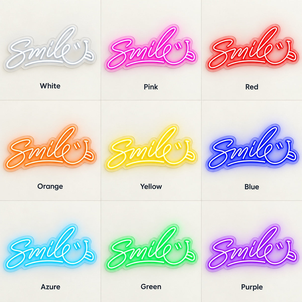 Smile Smiley Face LED Neon Sign - nine-color grid