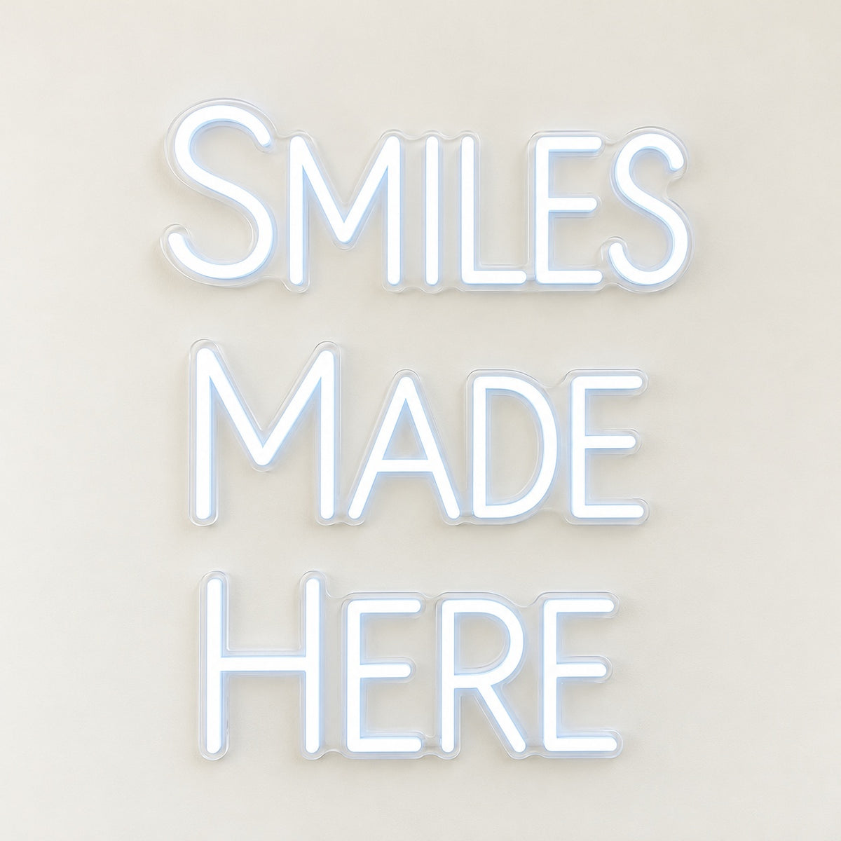 Smiles Made Here LED Neon Sign - natural light view