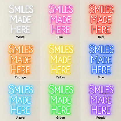 Smiles Made Here LED Neon Sign - nine-color grid
