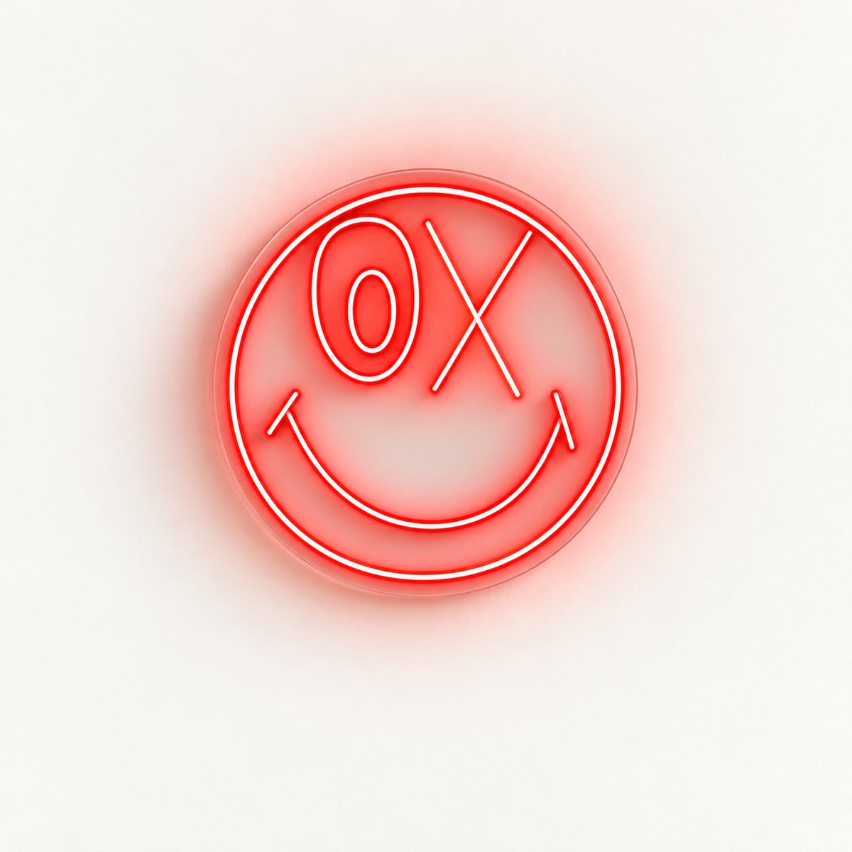 Smiley Face With X Eye LED Neon Sign - natural light view