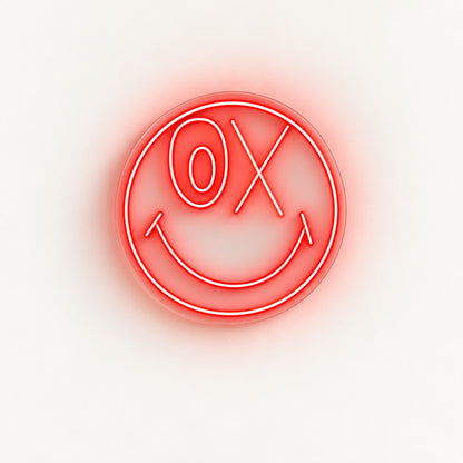 Smiley Face With X Eye LED Neon Sign - natural light view