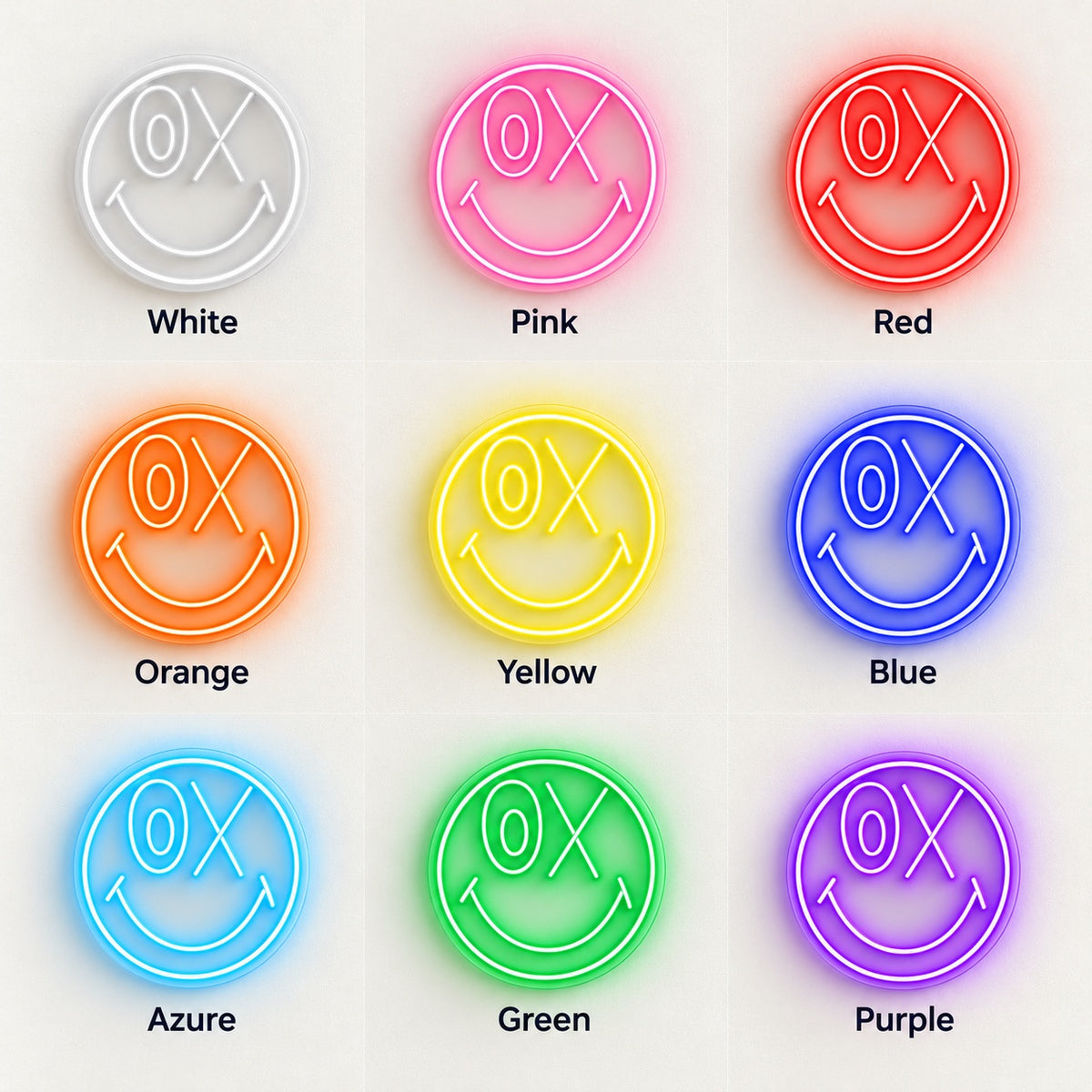 Smiley Face With X Eye LED Neon Sign - nine-color grid