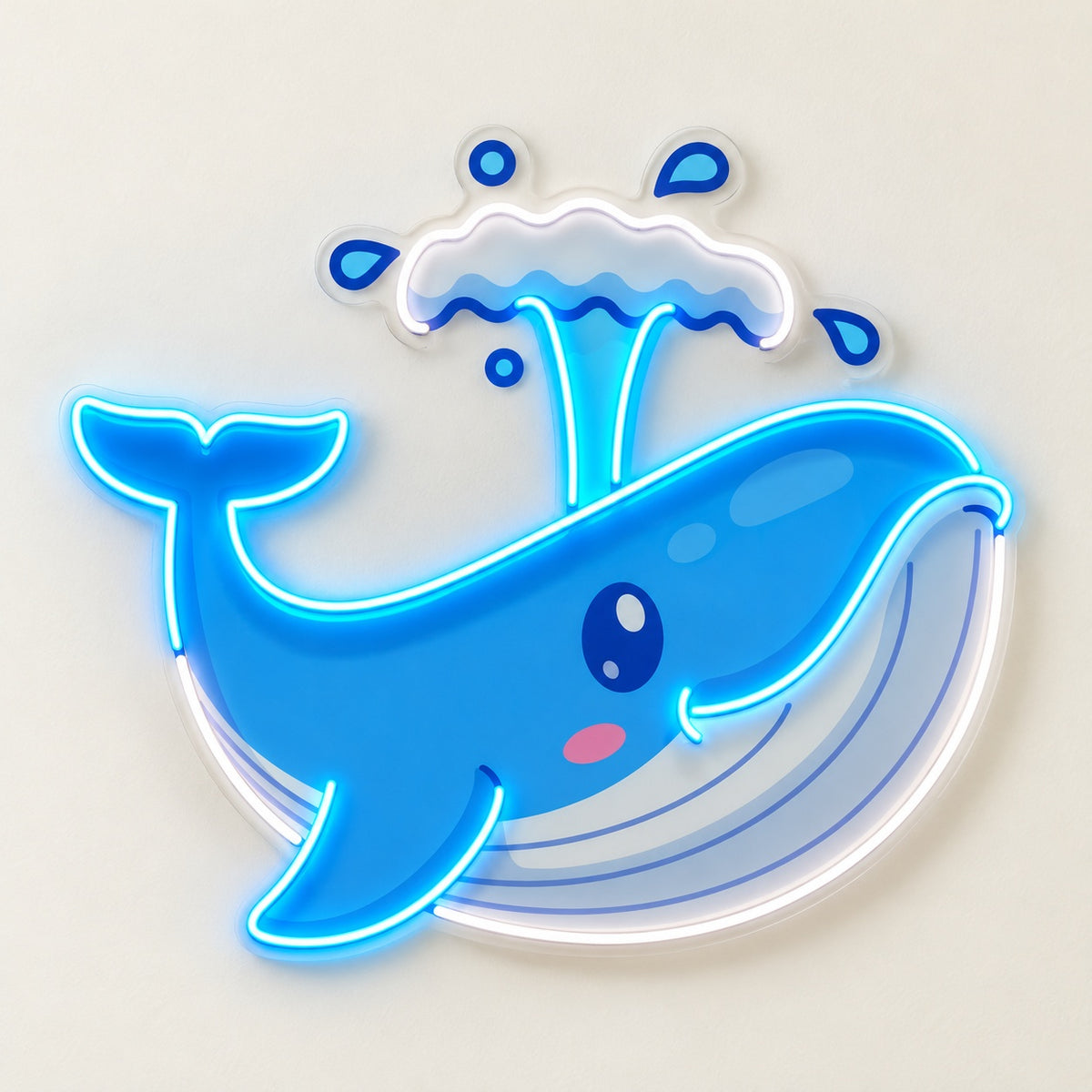 Smiling Whale Spout LED Neon Sign - natural light view