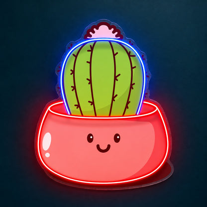 Smiling Cactus in Pot LED Neon Sign - product hero