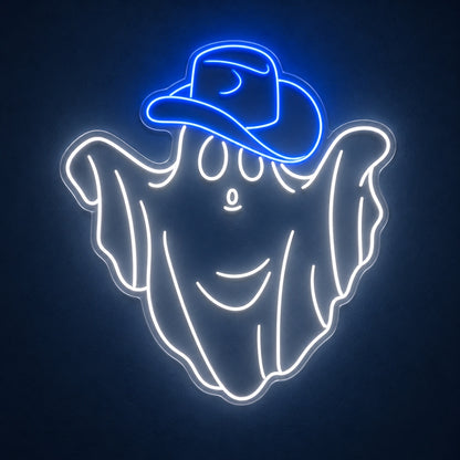 Smiling Ghost with Cowboy Hat LED Neon Sign - product hero