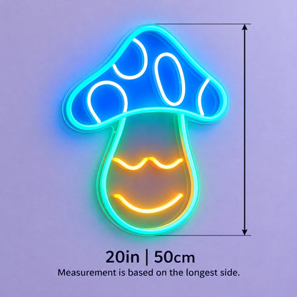 Smiling Mushroom LED Neon Sign - size guide