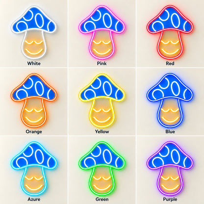 Smiling Mushroom LED Neon Sign - nine-color grid