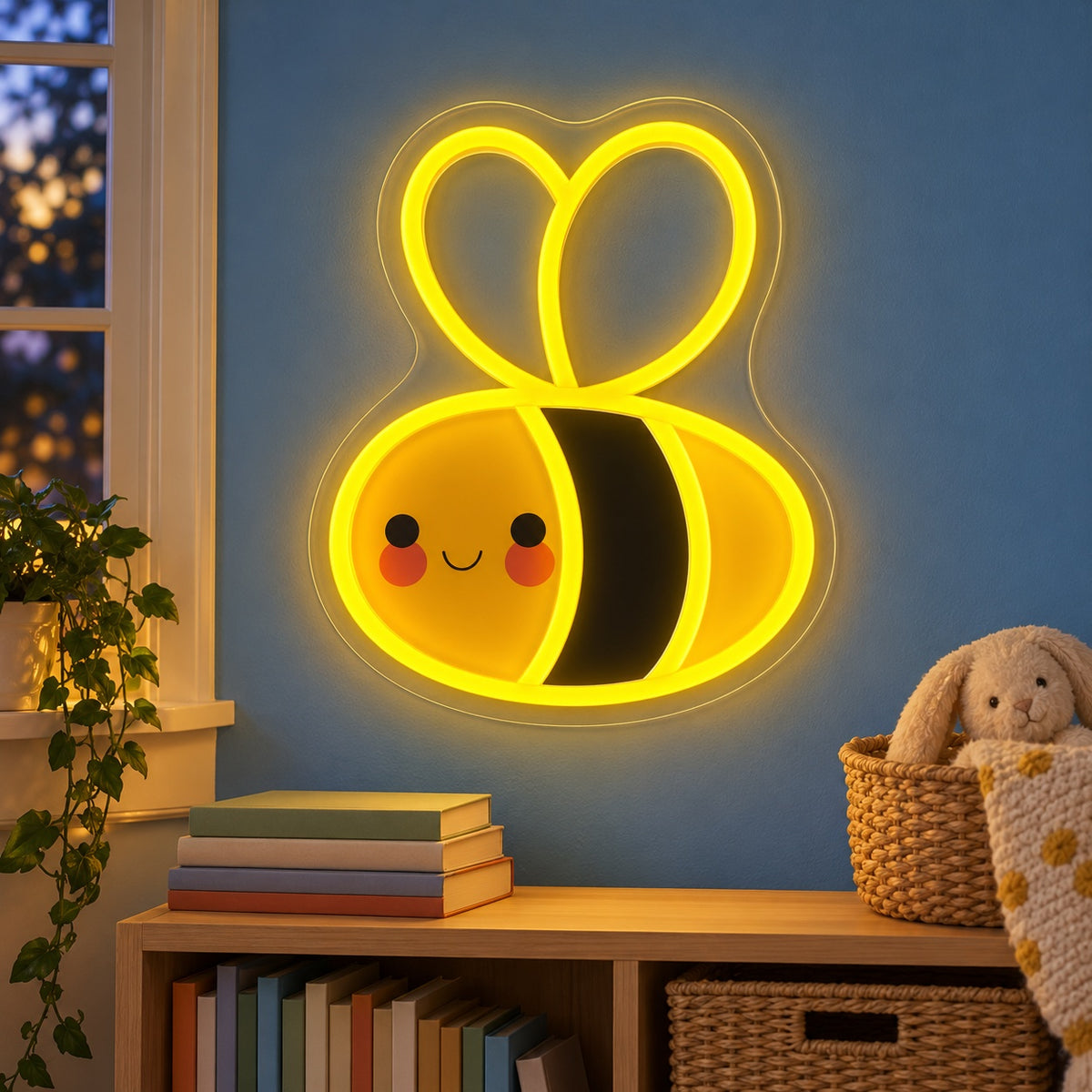 Smiling Bee LED Neon Sign - advertising view