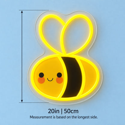 Smiling Bee LED Neon Sign - size guide