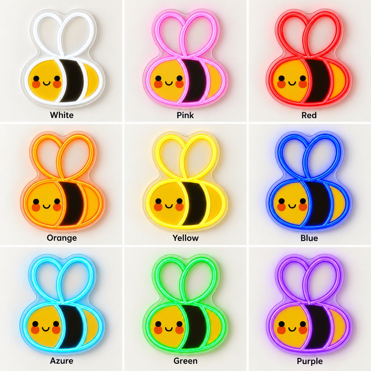 Smiling Bee LED Neon Sign - nine-color grid