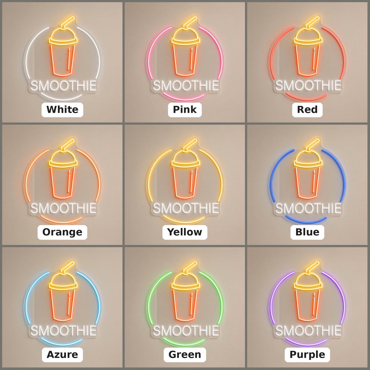 Smoothie LED Neon Sign - nine-color grid