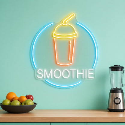 Smoothie with Cup and Straw for Juice Bar Cafe LED Neon Sign - advertising view