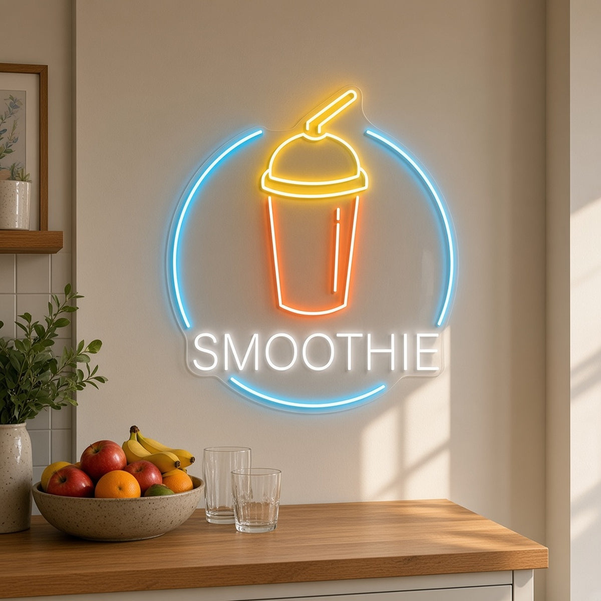 Smoothie with Cup and Straw for Juice Bar Cafe LED Neon Sign - lifestyle view
