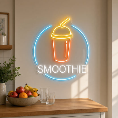 Smoothie with Cup and Straw for Juice Bar Cafe LED Neon Sign - lifestyle view
