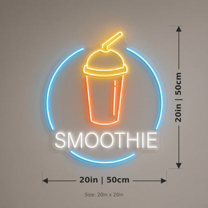 Smoothie with Cup and Straw for Juice Bar Cafe LED Neon Sign - size guide